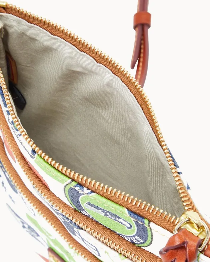 NFL Seahawks North South Triple Zip Crossbody Seahawks Women Dooney and Bourke Crossbodies NFL Seahawks North South Triple Zip Crossbody Seahawks Women Dooney and Bourke Crossbodies