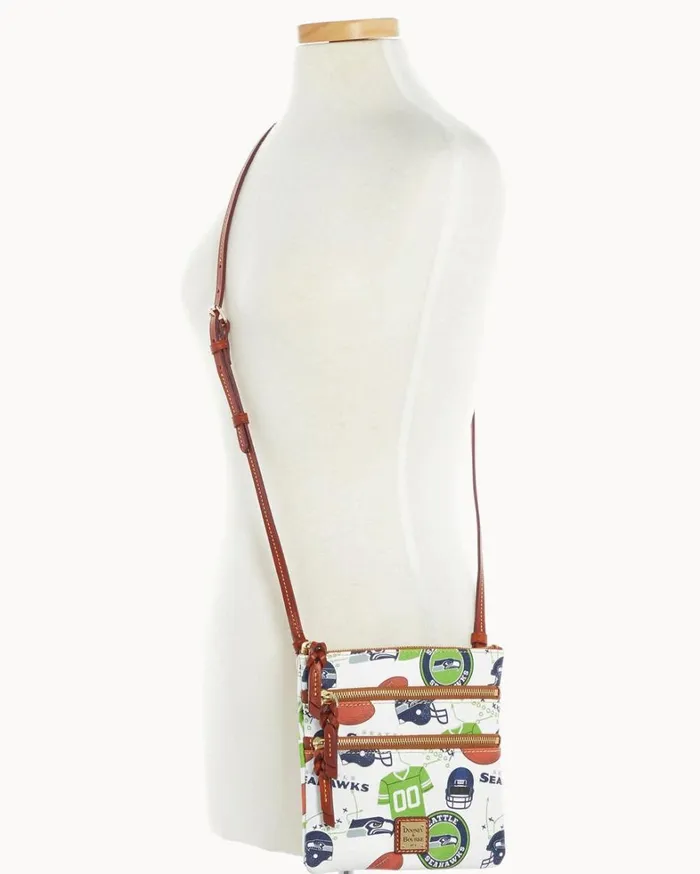 NFL Seahawks North South Triple Zip Crossbody Seahawks Women Dooney and Bourke Crossbodies NFL Seahawks North South Triple Zip Crossbody Seahawks Women Dooney and Bourke Crossbodies