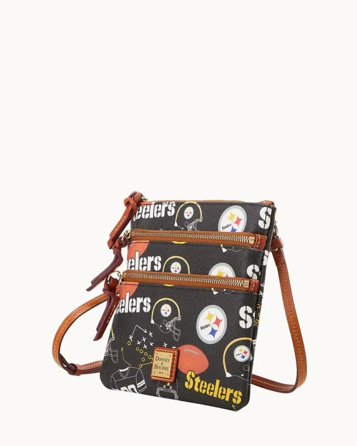 NFL Steelers North South Triple Zip Crossbody Steelers Women Dooney and Bourke Crossbodies NFL Steelers North South Triple Zip Crossbody Steelers Women Dooney and Bourke Crossbodies