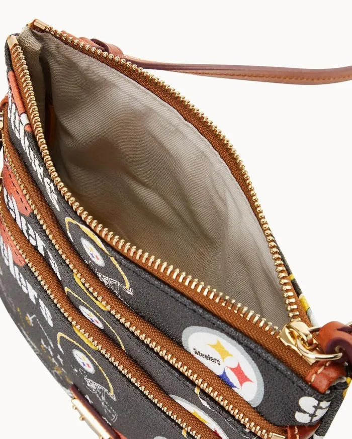 NFL Steelers North South Triple Zip Crossbody Steelers Women Dooney and Bourke Crossbodies NFL Steelers North South Triple Zip Crossbody Steelers Women Dooney and Bourke Crossbodies