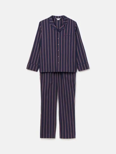 Nightwear Men Joules Navy Stripe Cotton Pyjama Set