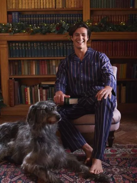 Nightwear Men Joules Navy Stripe Cotton Pyjama Set