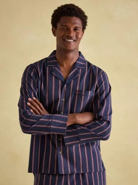 Nightwear Men Joules Navy Stripe Cotton Pyjama Set