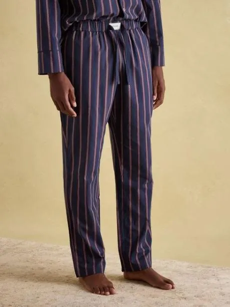 Nightwear Men Joules Navy Stripe Cotton Pyjama Set