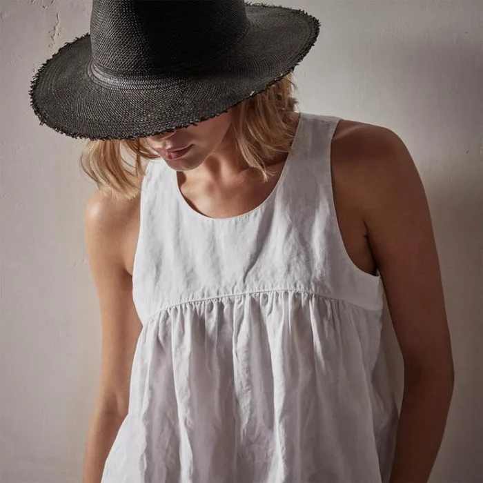 Novelty Tops Women James Perse Gathered Linen Top White