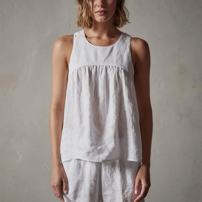 Novelty Tops Women James Perse Gathered Linen Top White