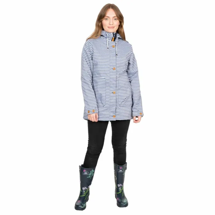 Offshore Waterproof Jacket Navy Stripe Women Trespass Casual Jackets