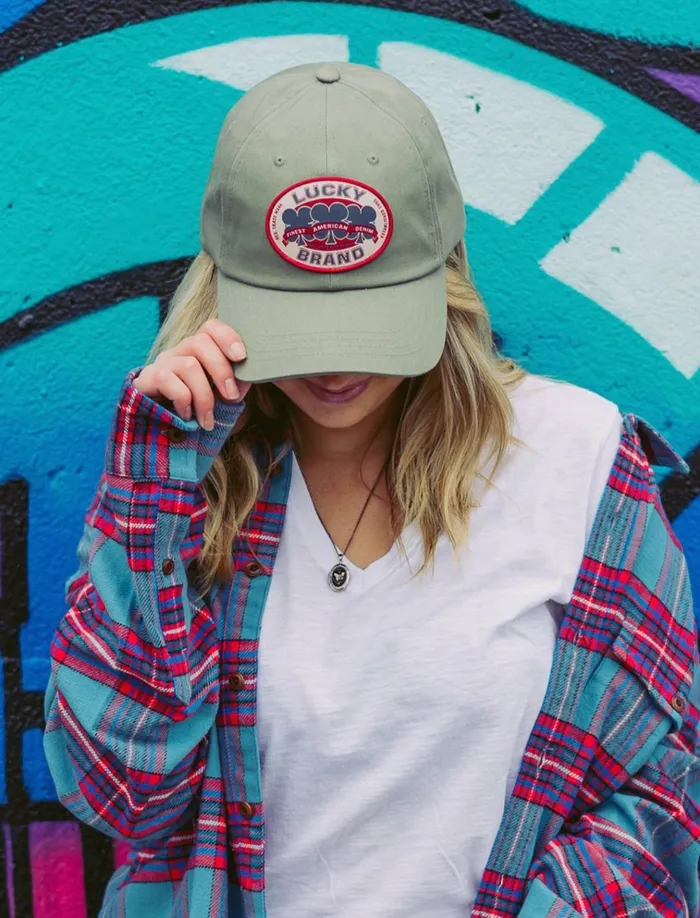 Oval Clover Patch Dad Hat Bright Green Men Lucky Brand Hats