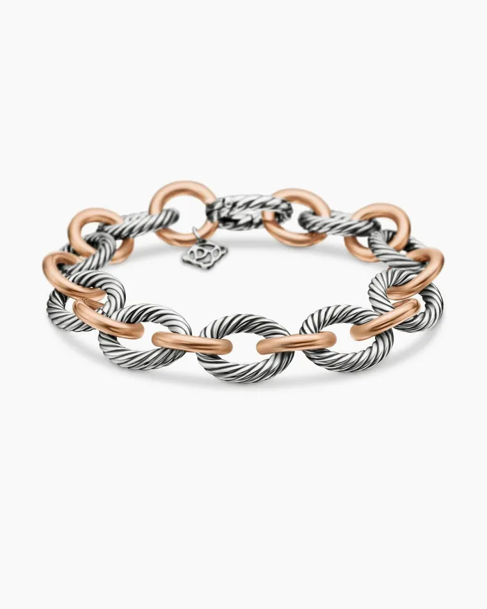 Oval Link Chain Bracelet In Sterling Silver With 18K Rose Gold 12mm Women David Yurman Chain Oval Link Chain Bracelet In Sterling Silver With 18K Rose Gold 12mm Women David Yurman Chain