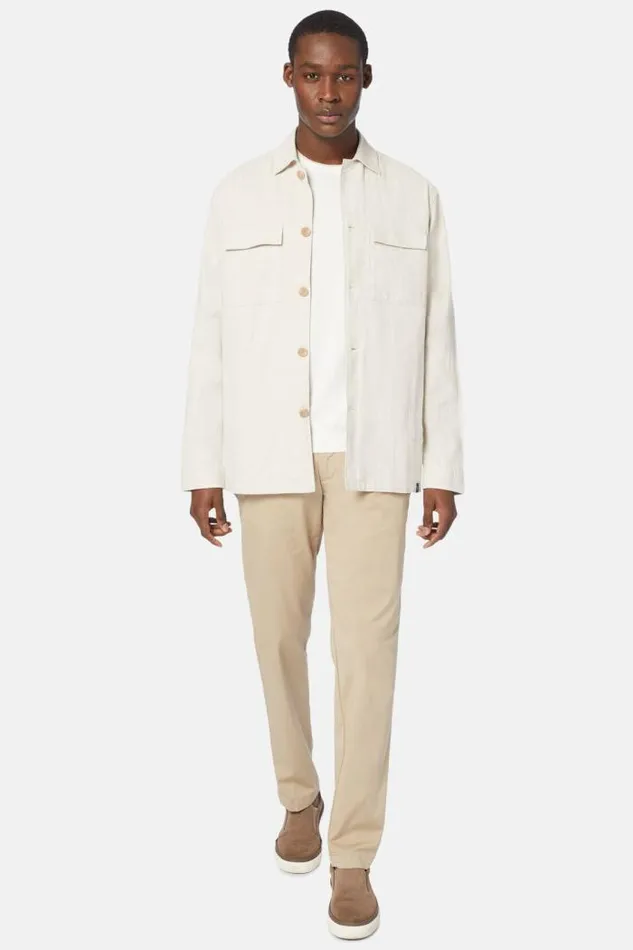 Overshirts Men Boggi Milano Cotton And Linen Link Shirt Jacket Beige