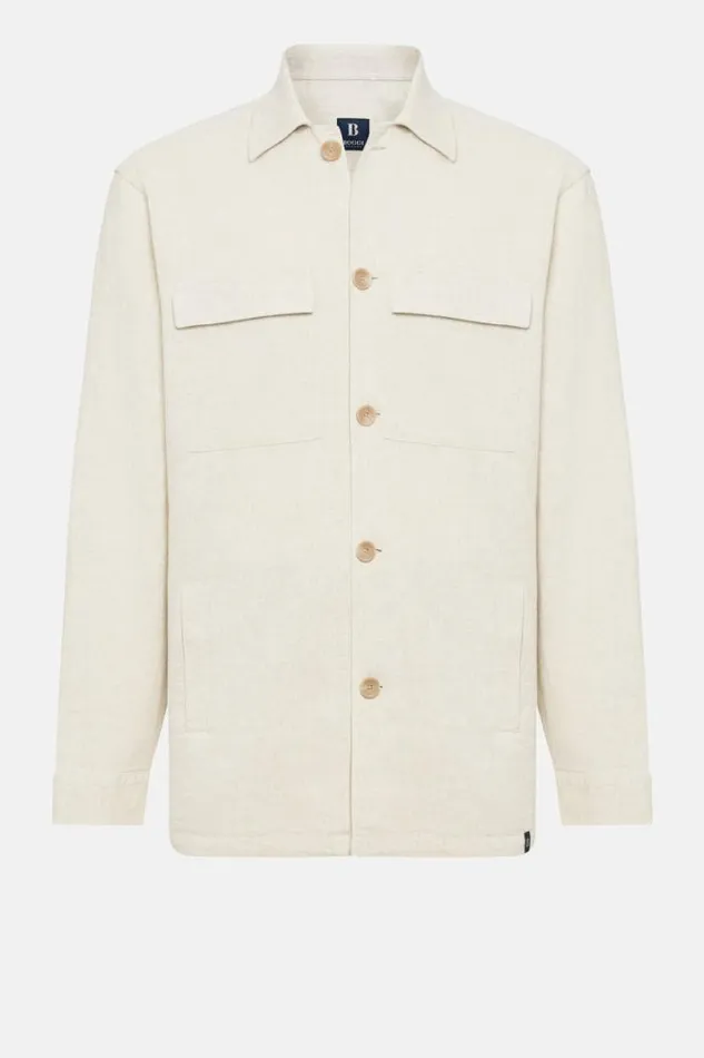 Overshirts Men Boggi Milano Cotton And Linen Link Shirt Jacket Beige Overshirts Men Boggi Milano Cotton And Linen Link Shirt Jacket Beige