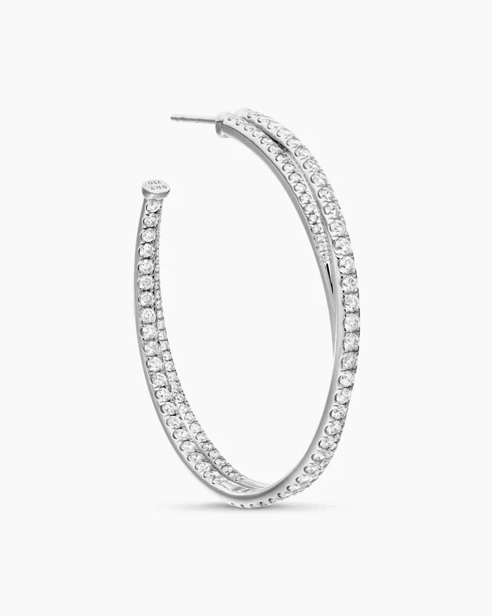 Pav Crossover Hoop Earrings In 18K White Gold With Diamonds 175in Women David Yurman Hoop Pav Crossover Hoop Earrings In 18K White Gold With Diamonds 175in Women David Yurman Hoop