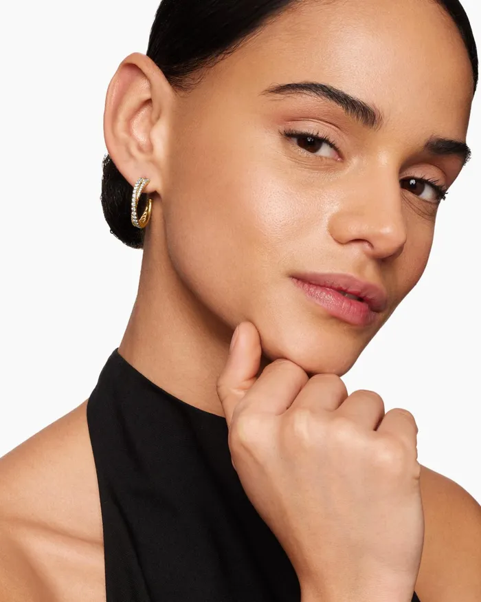 Pav Crossover Hoop Earrings In 18K Yellow Gold With Diamonds 24mm Women David Yurman Hoop Pav Crossover Hoop Earrings In 18K Yellow Gold With Diamonds 24mm Women David Yurman Hoop