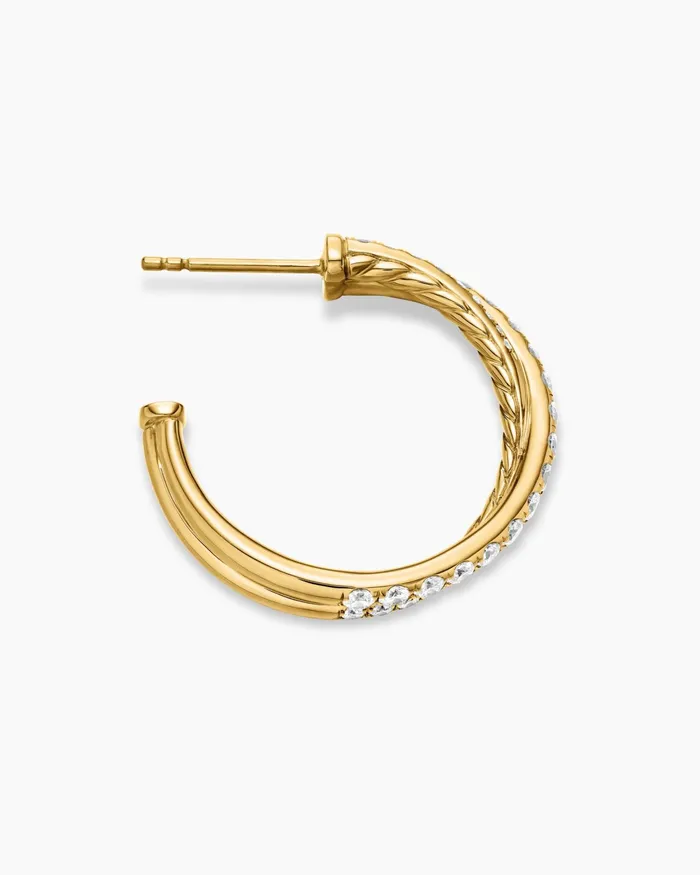 Pav Crossover Hoop Earrings In 18K Yellow Gold With Diamonds 24mm Women David Yurman Hoop Pav Crossover Hoop Earrings In 18K Yellow Gold With Diamonds 24mm Women David Yurman Hoop