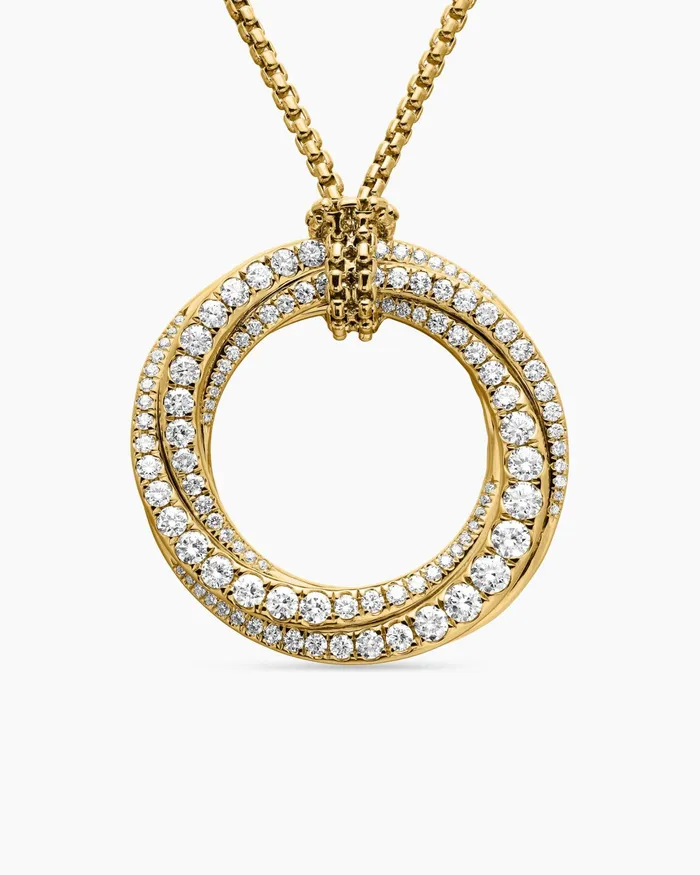 Pav Crossover Pendant Necklace In 18K Yellow Gold With Diamonds 30mm Women David Yurman Pendant Pav Crossover Pendant Necklace In 18K Yellow Gold With Diamonds 30mm Women David Yurman Pendant