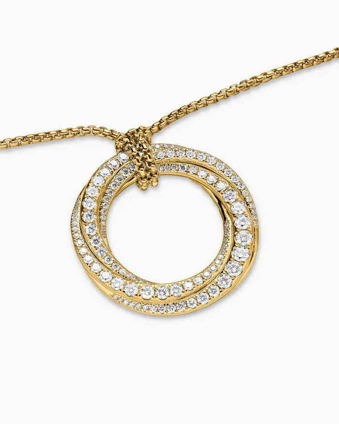 Pav Crossover Pendant Necklace In 18K Yellow Gold With Diamonds 30mm Women David Yurman Pendant Pav Crossover Pendant Necklace In 18K Yellow Gold With Diamonds 30mm Women David Yurman Pendant