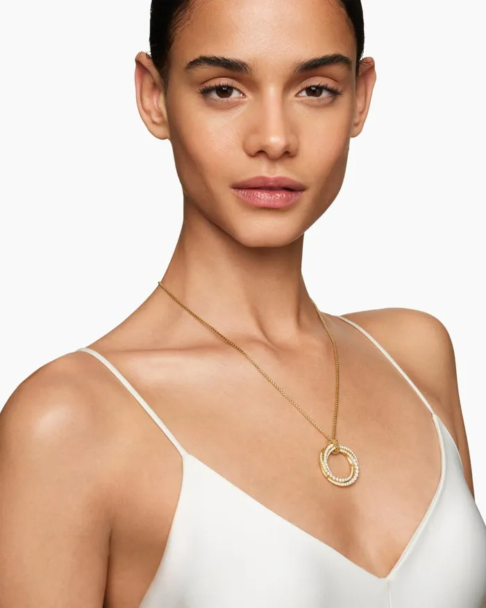 Pav Crossover Pendant Necklace In 18K Yellow Gold With Diamonds 30mm Women David Yurman Pendant Pav Crossover Pendant Necklace In 18K Yellow Gold With Diamonds 30mm Women David Yurman Pendant