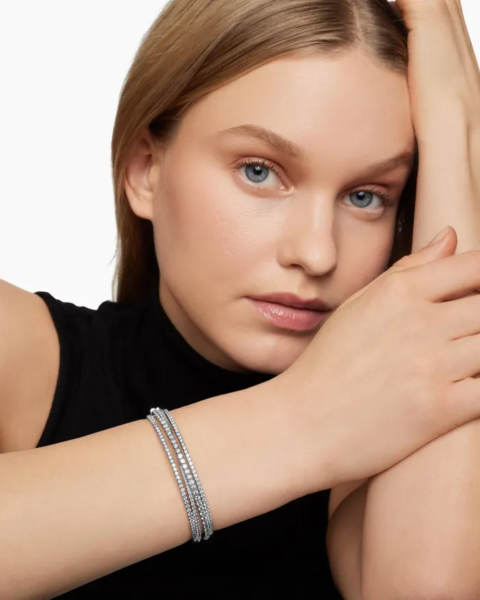 Pav Crossover Three Row Bracelet In 18K White Gold With Diamonds 11mm Women David Yurman Bangle Pav Crossover Three Row Bracelet In 18K White Gold With Diamonds 11mm Women David Yurman Bangle