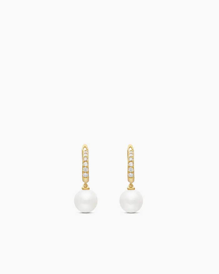 Pearl And Pav Drop Earrings In 18K Yellow Gold With Pearls And Diamonds 156mm Women David Yurman Drop Pearl And Pav Drop Earrings In 18K Yellow Gold With Pearls And Diamonds 156mm Women David Yurman Drop