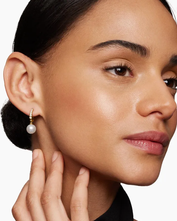 Pearl And Pav Drop Earrings In 18K Yellow Gold With Pearls And Diamonds 156mm Women David Yurman Drop Pearl And Pav Drop Earrings In 18K Yellow Gold With Pearls And Diamonds 156mm Women David Yurman Drop
