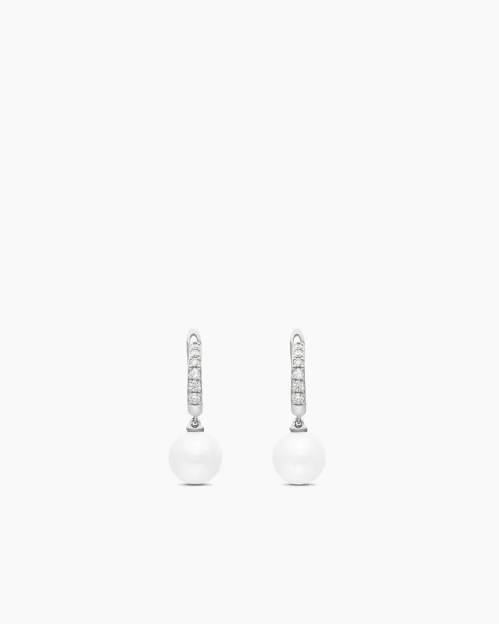 Pearl And Pav Drop Earrings In Sterling Silver With Pearls And Diamonds 156mm Women David Yurman Drop Pearl And Pav Drop Earrings In Sterling Silver With Pearls And Diamonds 156mm Women David Yurman Drop