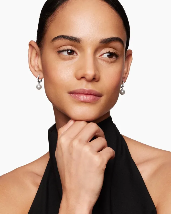 Pearl And Pav Drop Earrings In Sterling Silver With Pearls And Diamonds 156mm Women David Yurman Drop Pearl And Pav Drop Earrings In Sterling Silver With Pearls And Diamonds 156mm Women David Yurman Drop