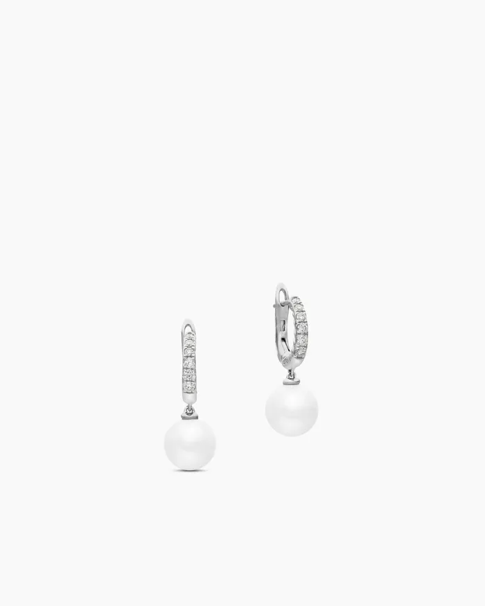 Pearl And Pav Drop Earrings In Sterling Silver With Pearls And Diamonds 156mm Women David Yurman Drop Pearl And Pav Drop Earrings In Sterling Silver With Pearls And Diamonds 156mm Women David Yurman Drop