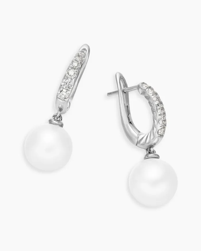 Pearl And Pav Drop Earrings In Sterling Silver With Pearls And Diamonds 156mm Women David Yurman Drop Pearl And Pav Drop Earrings In Sterling Silver With Pearls And Diamonds 156mm Women David Yurman Drop