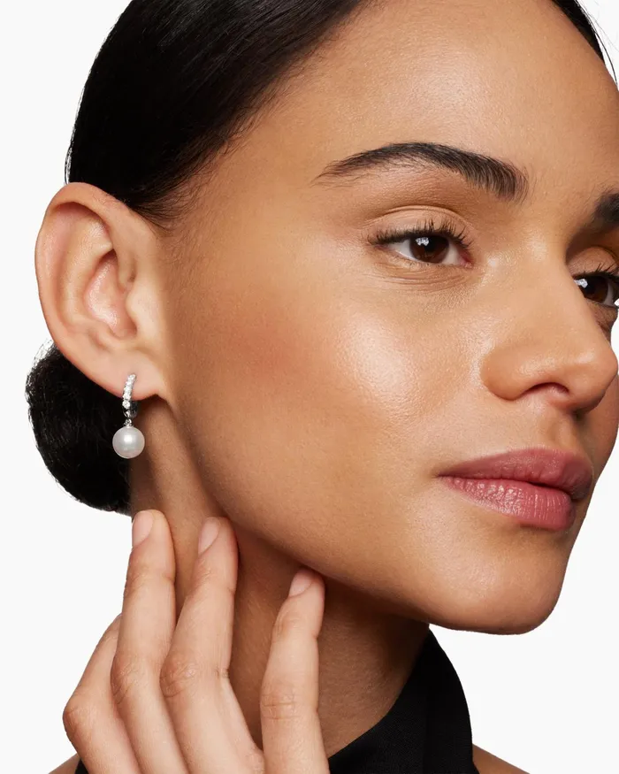 Pearl And Pav Drop Earrings In Sterling Silver With Pearls And Diamonds 156mm Women David Yurman Drop Pearl And Pav Drop Earrings In Sterling Silver With Pearls And Diamonds 156mm Women David Yurman Drop