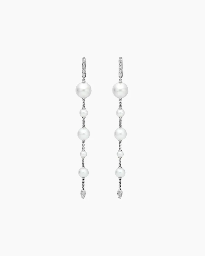 Pearl And Pav Drop Earrings In Sterling Silver With Pearls And Diamonds 345in Women David Yurman Drop Pearl And Pav Drop Earrings In Sterling Silver With Pearls And Diamonds 345in Women David Yurman Drop
