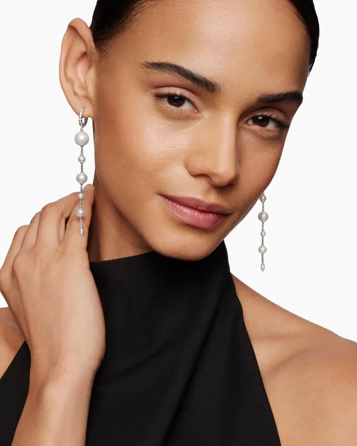 Pearl And Pav Drop Earrings In Sterling Silver With Pearls And Diamonds 345in Women David Yurman Drop Pearl And Pav Drop Earrings In Sterling Silver With Pearls And Diamonds 345in Women David Yurman Drop