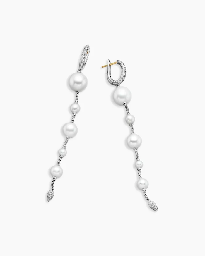 Pearl And Pav Drop Earrings In Sterling Silver With Pearls And Diamonds 345in Women David Yurman Drop Pearl And Pav Drop Earrings In Sterling Silver With Pearls And Diamonds 345in Women David Yurman Drop