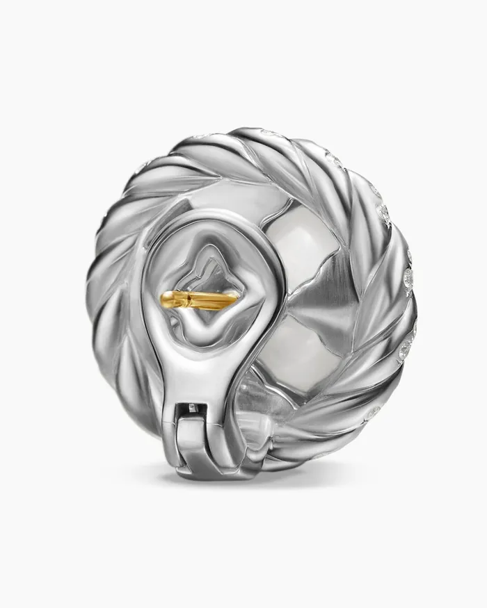 Pearl Classics Cable Halo Button Earrings In Sterling Silver With Diamonds 188mm Women David Yurman Stud Pearl Classics Cable Halo Button Earrings In Sterling Silver With Diamonds 188mm Women David Yurman Stud
