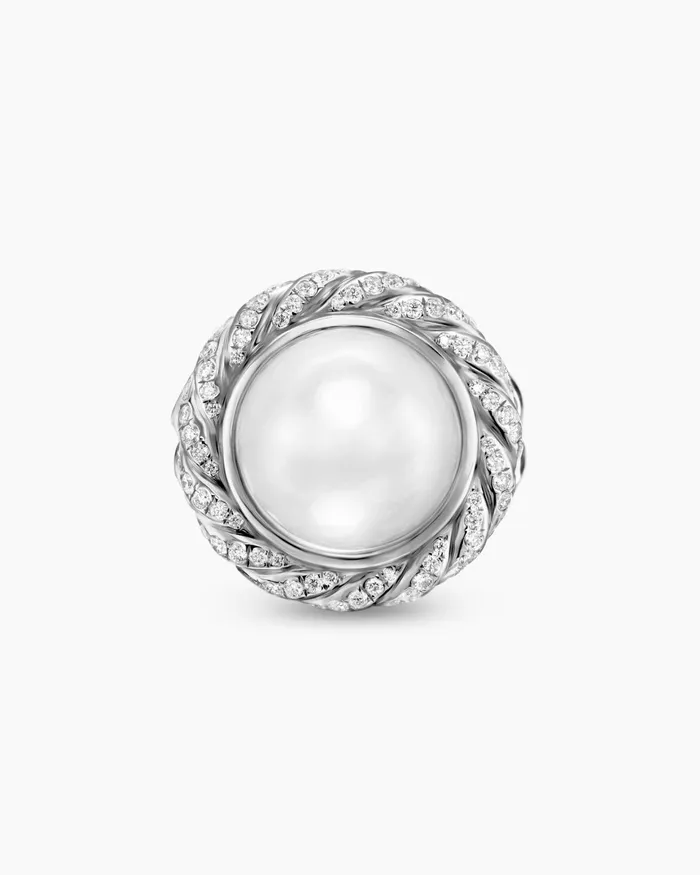Pearl Classics Cable Halo Ring In Sterling Silver With Diamonds 21mm Women David Yurman Statement Pearl Classics Cable Halo Ring In Sterling Silver With Diamonds 21mm Women David Yurman Statement