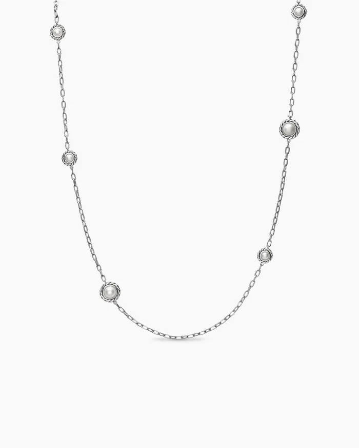 Pearl Classics Station Chain Necklace In Sterling Silver 3mm Women David Yurman Pearl Pearl Classics Station Chain Necklace In Sterling Silver 3mm Women David Yurman Pearl