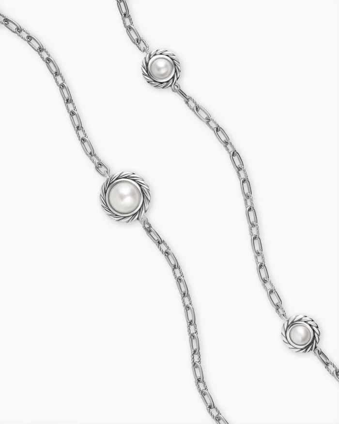 Pearl Classics Station Chain Necklace In Sterling Silver 3mm Women David Yurman Pearl Pearl Classics Station Chain Necklace In Sterling Silver 3mm Women David Yurman Pearl