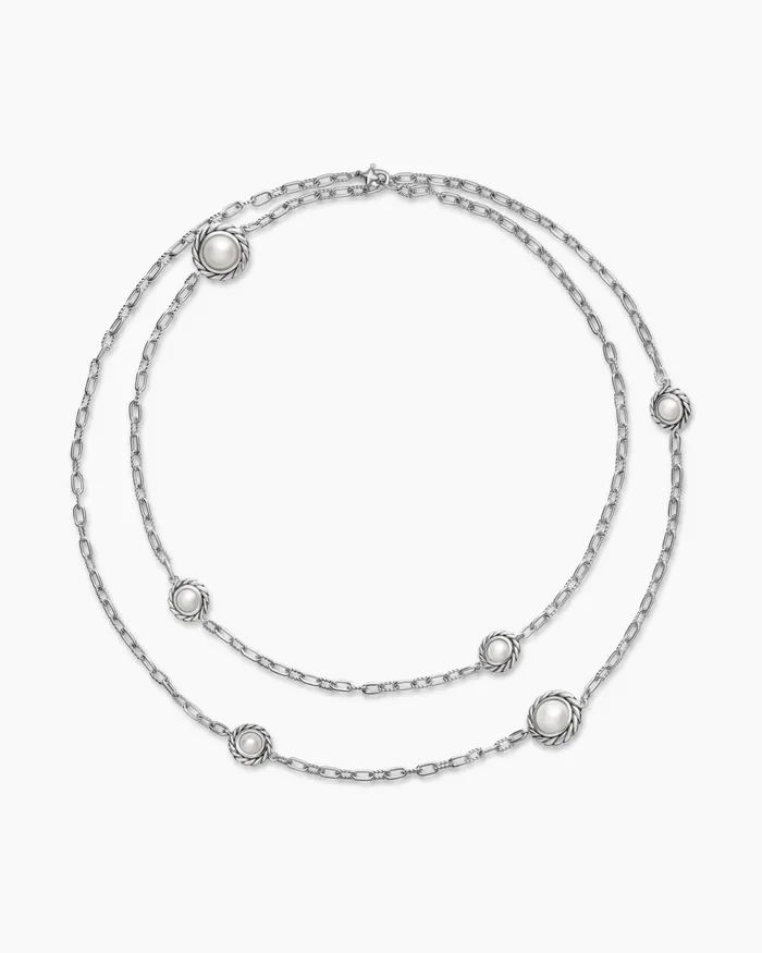 Pearl Classics Station Chain Necklace In Sterling Silver 3mm Women David Yurman Pearl Pearl Classics Station Chain Necklace In Sterling Silver 3mm Women David Yurman Pearl