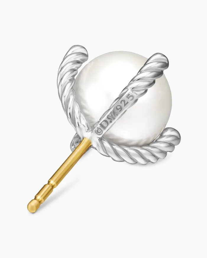 Pearl Stud Earrings In Sterling Silver With Pearls And Diamonds 14mm Women David Yurman Stud Pearl Stud Earrings In Sterling Silver With Pearls And Diamonds 14mm Women David Yurman Stud