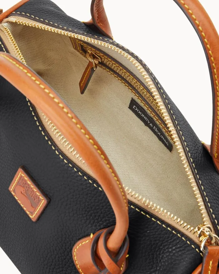 Pebble Grain Barrel Satchel Black Women Dooney and Bourke Satchels