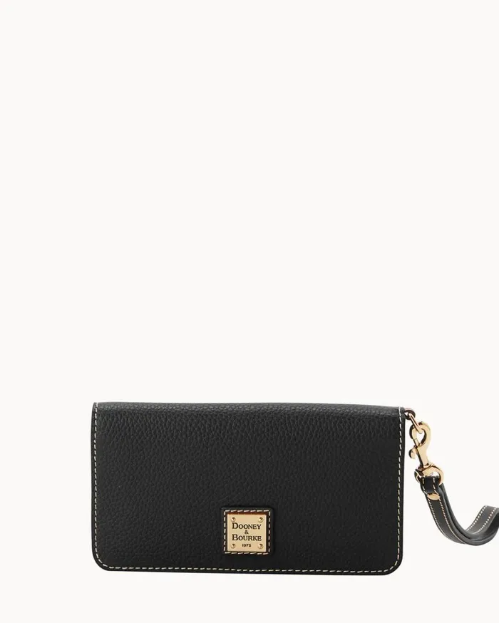Pebble Grain Fey Phone Wristlet Black Black Women Dooney and Bourke Wallets