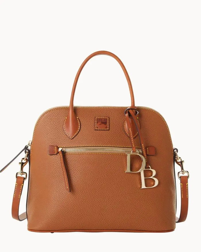 Pebble Grain Large Domed Satchel Caramel Women Dooney and Bourke Satchels