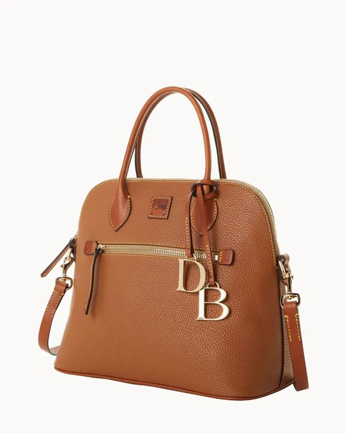 Pebble Grain Large Domed Satchel Caramel Women Dooney and Bourke Satchels Pebble Grain Large Domed Satchel Caramel Women Dooney and Bourke Satchels