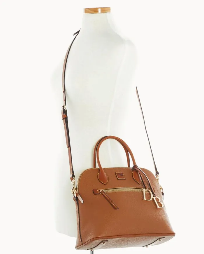 Pebble Grain Large Domed Satchel Caramel Women Dooney and Bourke Satchels Pebble Grain Large Domed Satchel Caramel Women Dooney and Bourke Satchels