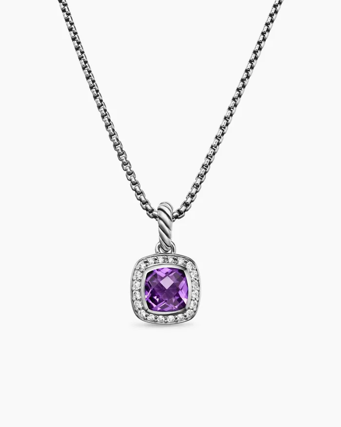 Petite Albion Pendant Necklace In Sterling Silver With Amethyst And Diamonds 7mm Women David Yurman Pendant Petite Albion Pendant Necklace In Sterling Silver With Amethyst And Diamonds 7mm Women David Yurman Pendant