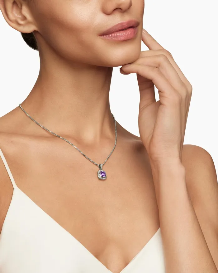 Petite Albion Pendant Necklace In Sterling Silver With Amethyst And Diamonds 7mm Women David Yurman Pendant Petite Albion Pendant Necklace In Sterling Silver With Amethyst And Diamonds 7mm Women David Yurman Pendant