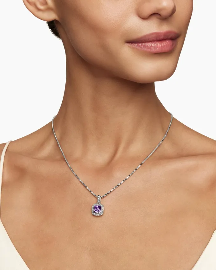 Petite Albion Pendant Necklace In Sterling Silver With Amethyst And Diamonds 7mm Women David Yurman Pendant Petite Albion Pendant Necklace In Sterling Silver With Amethyst And Diamonds 7mm Women David Yurman Pendant