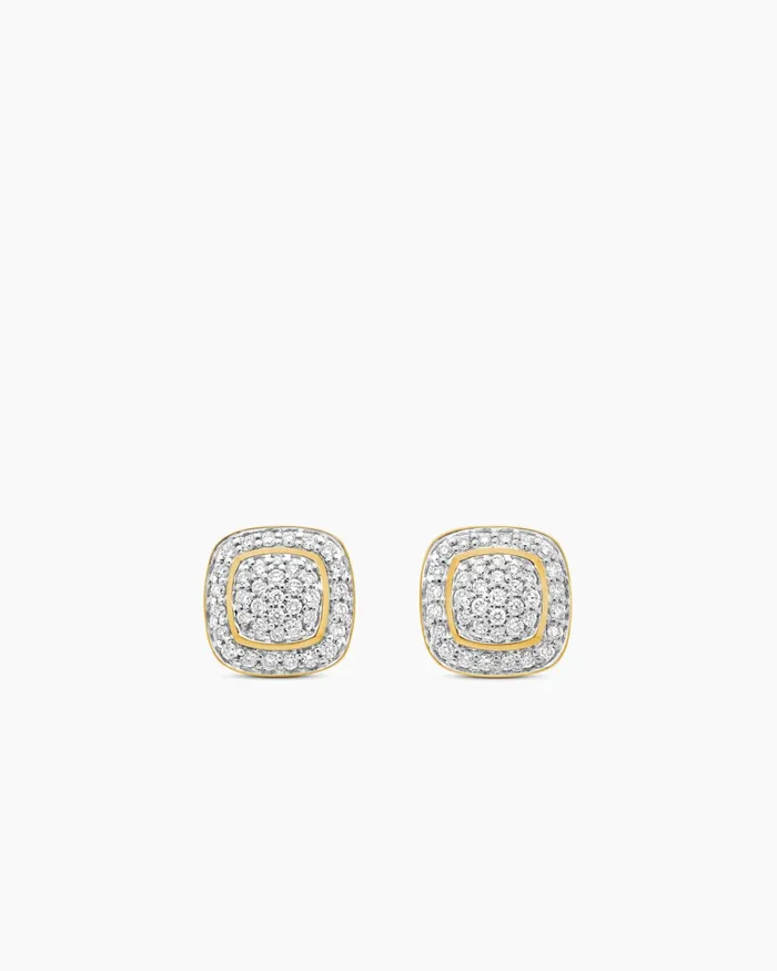 Petite Albion Stud Earrings In 18K Yellow Gold With Pav Diamonds 5mm Women David Yurman Stud Petite Albion Stud Earrings In 18K Yellow Gold With Pav Diamonds 5mm Women David Yurman Stud
