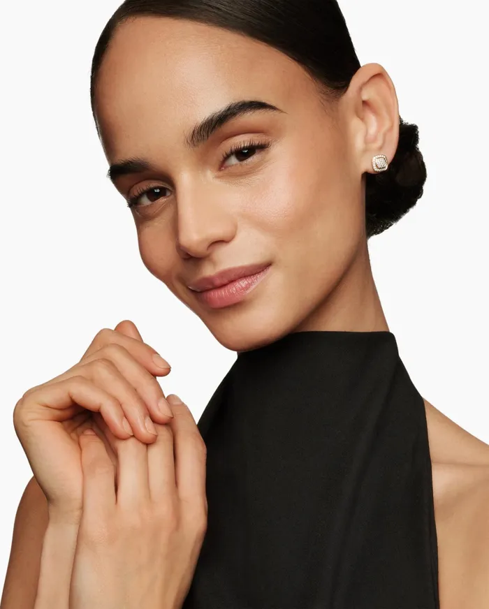 Petite Albion Stud Earrings In 18K Yellow Gold With Pav Diamonds 5mm Women David Yurman Stud Petite Albion Stud Earrings In 18K Yellow Gold With Pav Diamonds 5mm Women David Yurman Stud