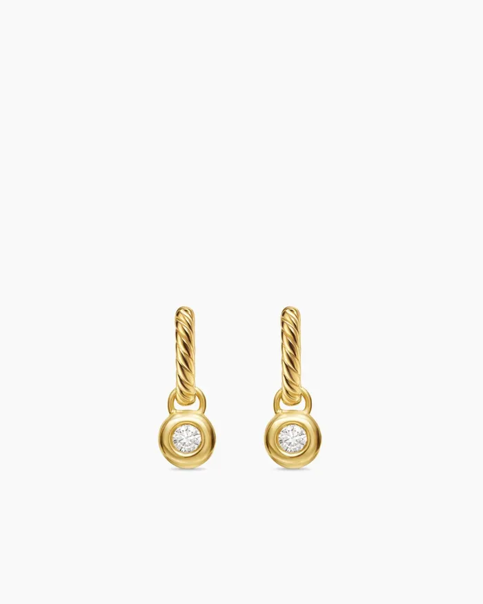 Petite Cable Huggie Drop Earrings In 18K Yellow Gold With Diamonds 175mm Women David Yurman Drop Petite Cable Huggie Drop Earrings In 18K Yellow Gold With Diamonds 175mm Women David Yurman Drop
