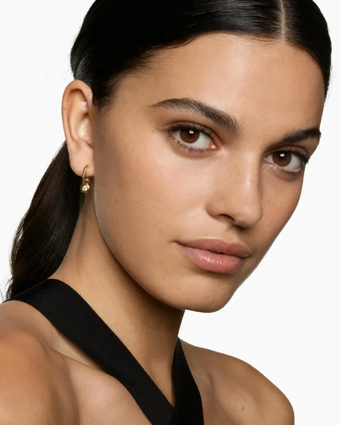 Petite Cable Huggie Drop Earrings In 18K Yellow Gold With Diamonds 175mm Women David Yurman Drop Petite Cable Huggie Drop Earrings In 18K Yellow Gold With Diamonds 175mm Women David Yurman Drop